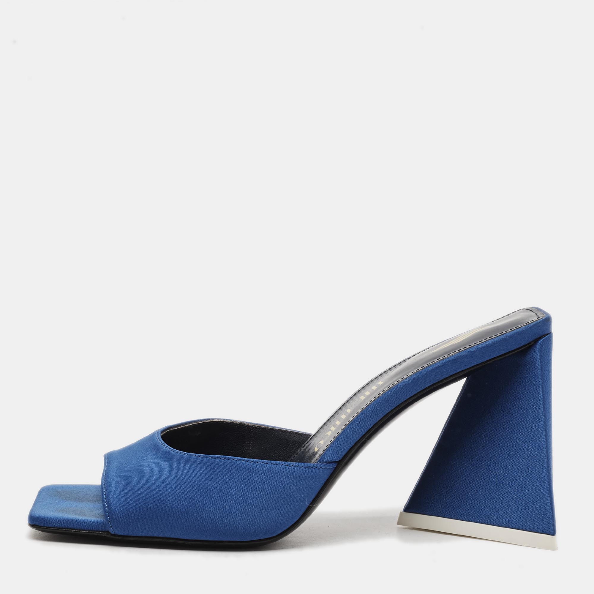 The Attico Devon Size 36 Blue Satin Slide Sandals