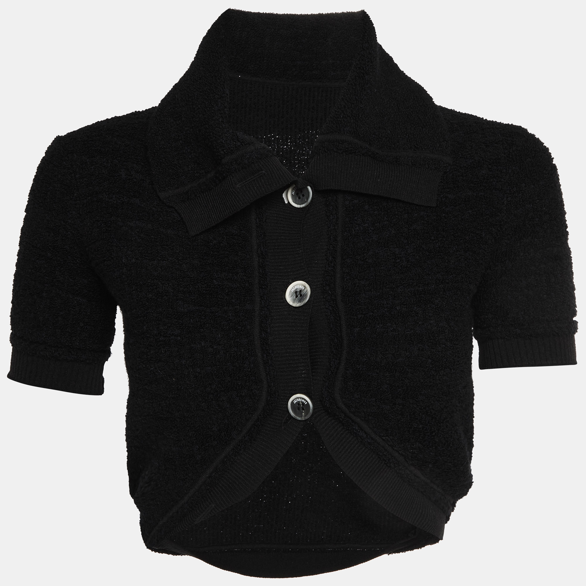 Jacquemus Black Wool Blend Le Cardigan Campana Cropped Sweater S