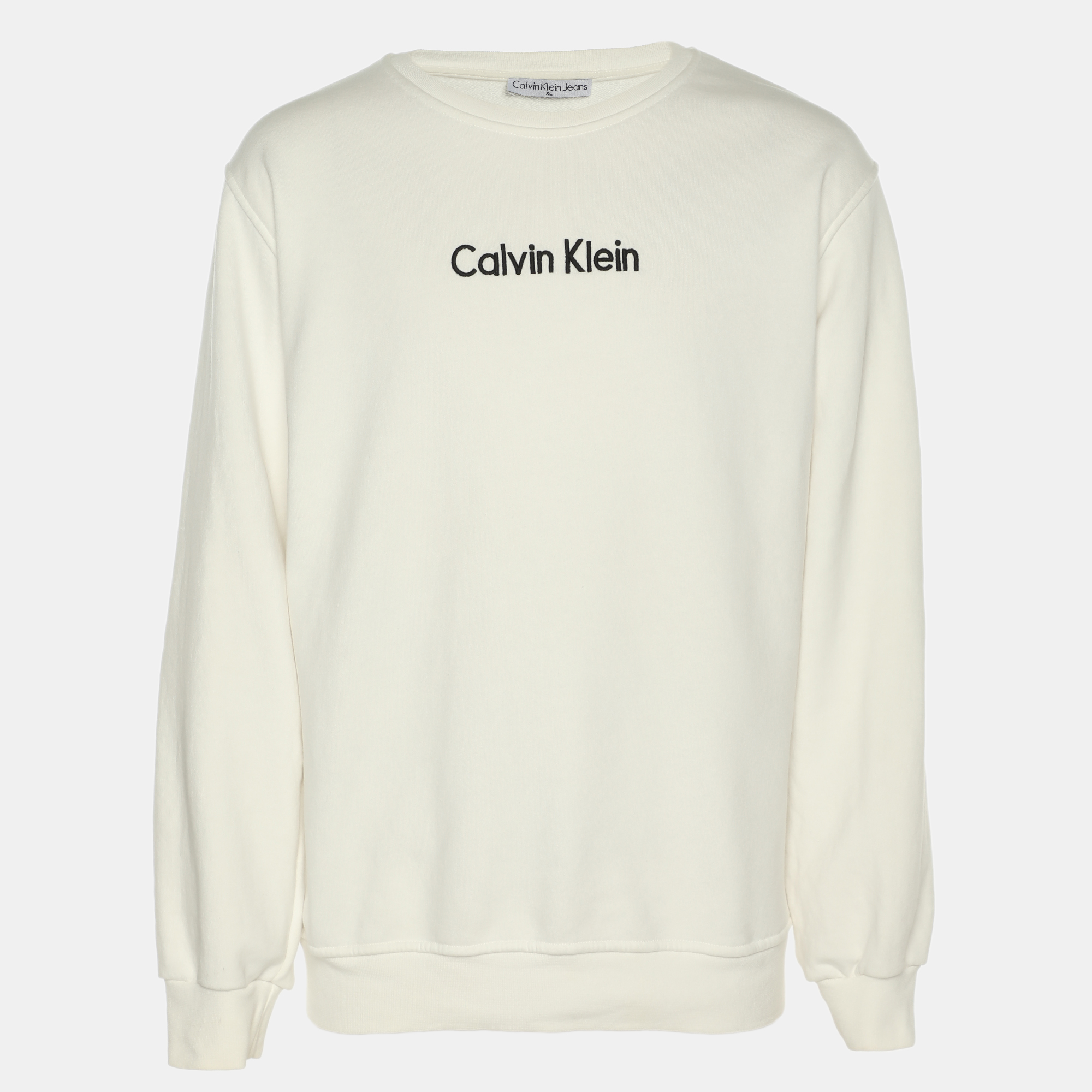 Calvin Klein White Jersey Logo Sweater XL