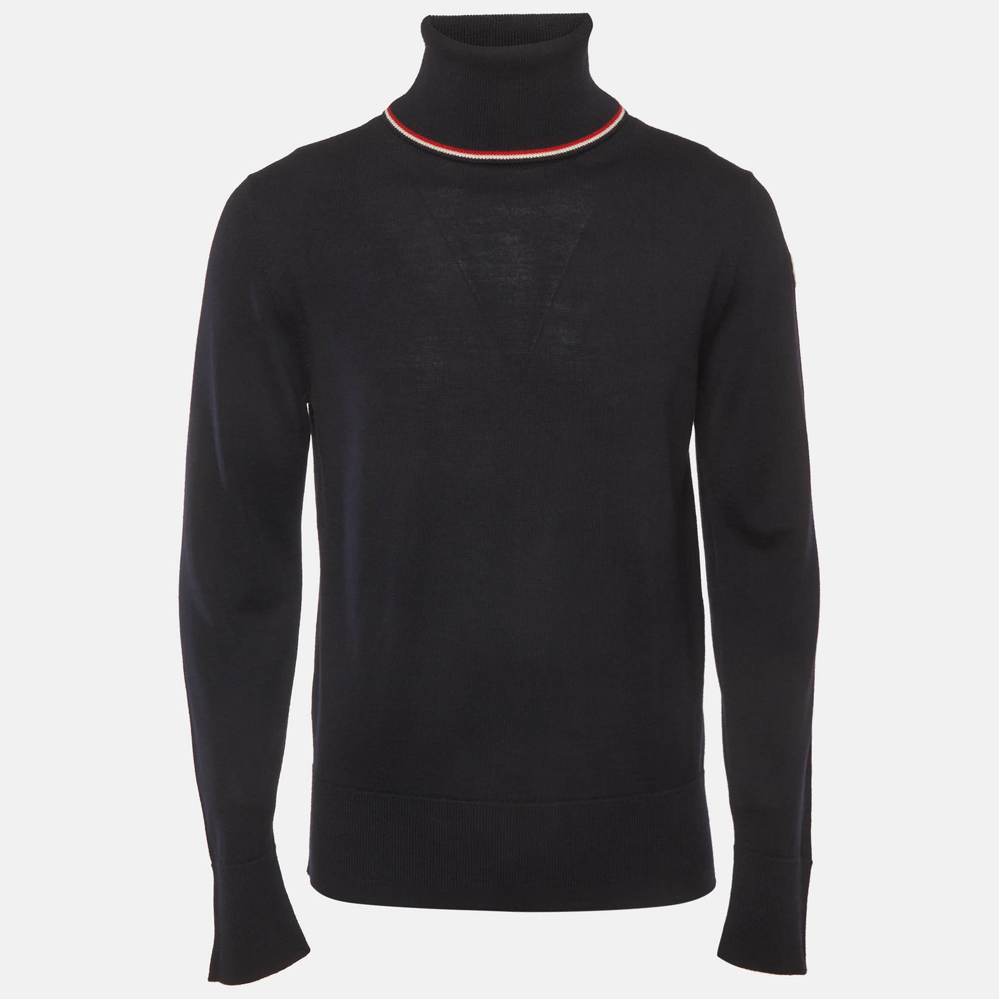 Moncler Navy Blue Virgin Wool Turtleneck Long Sleeve Sweater M