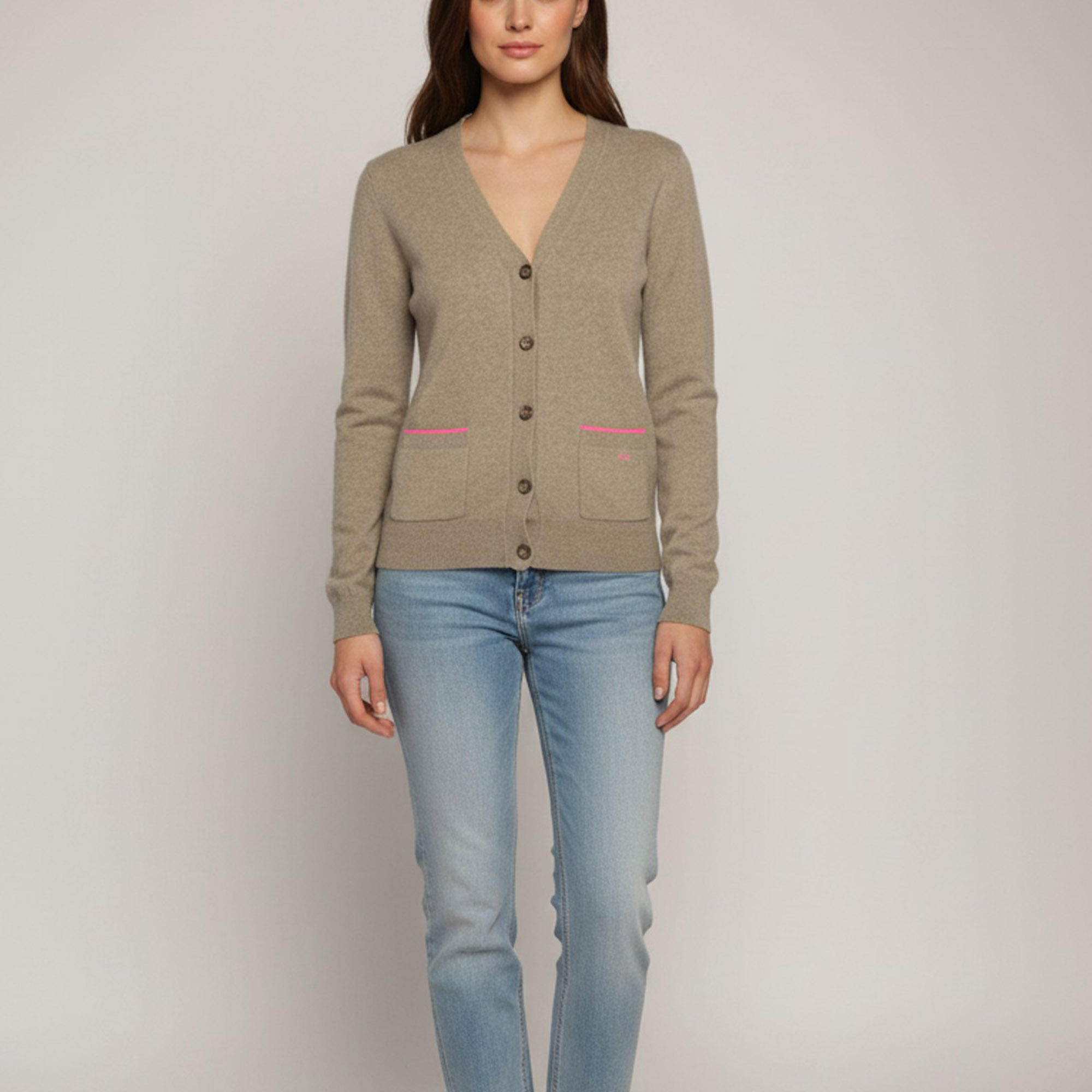 Celine Brown Cashmere Button Front Button Cardigan S
