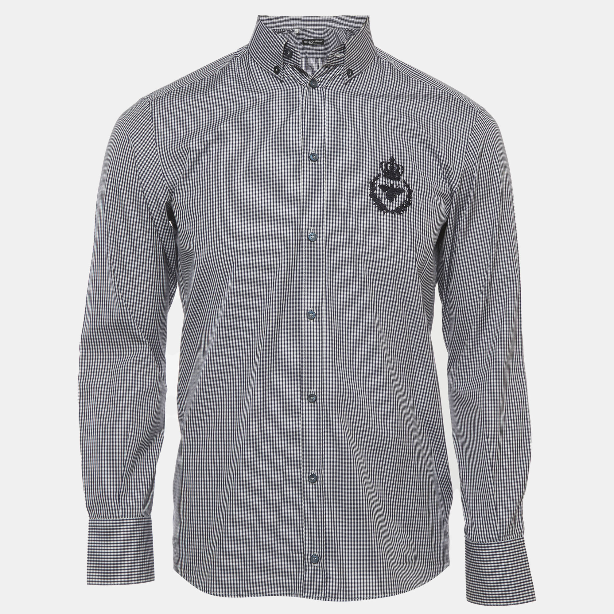 Dolce & Gabbana Blue Gingham Cotton Shirt S