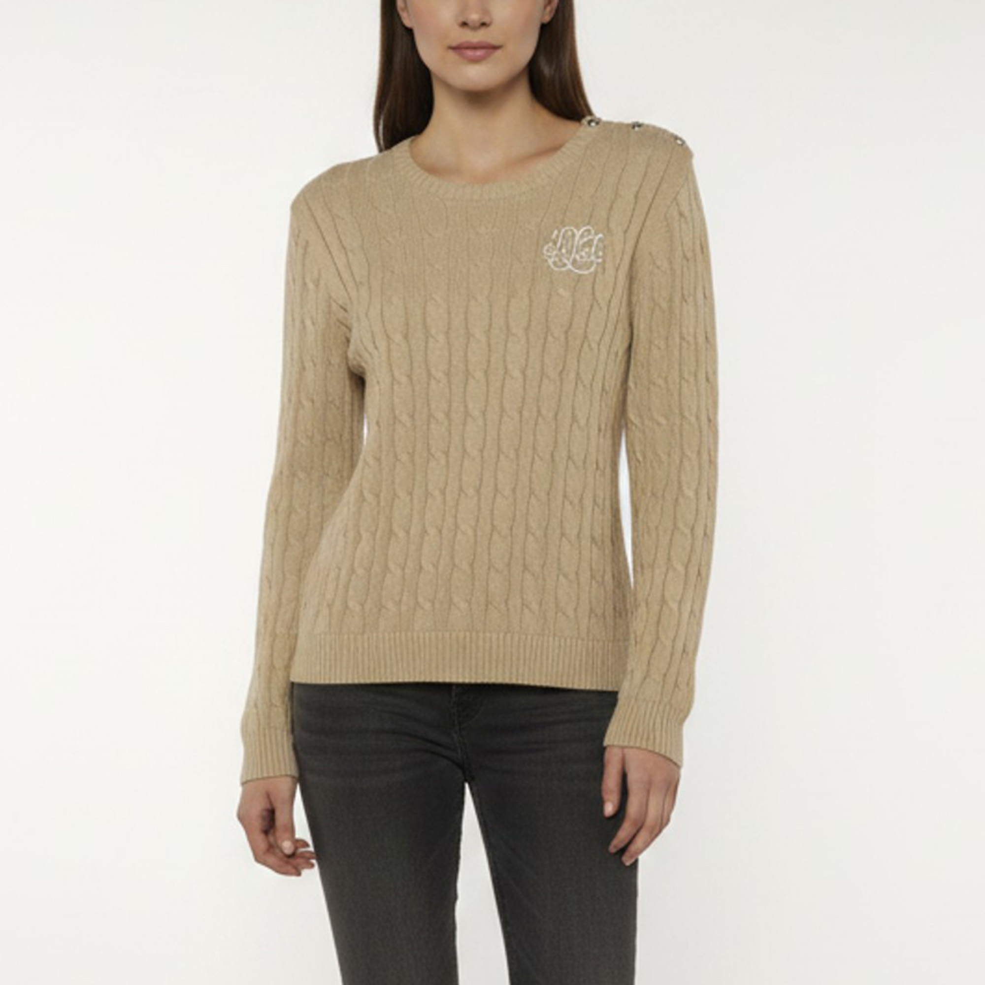 Lauren Ralph Lauren Beige Knit Long Sleeve Sweater XL