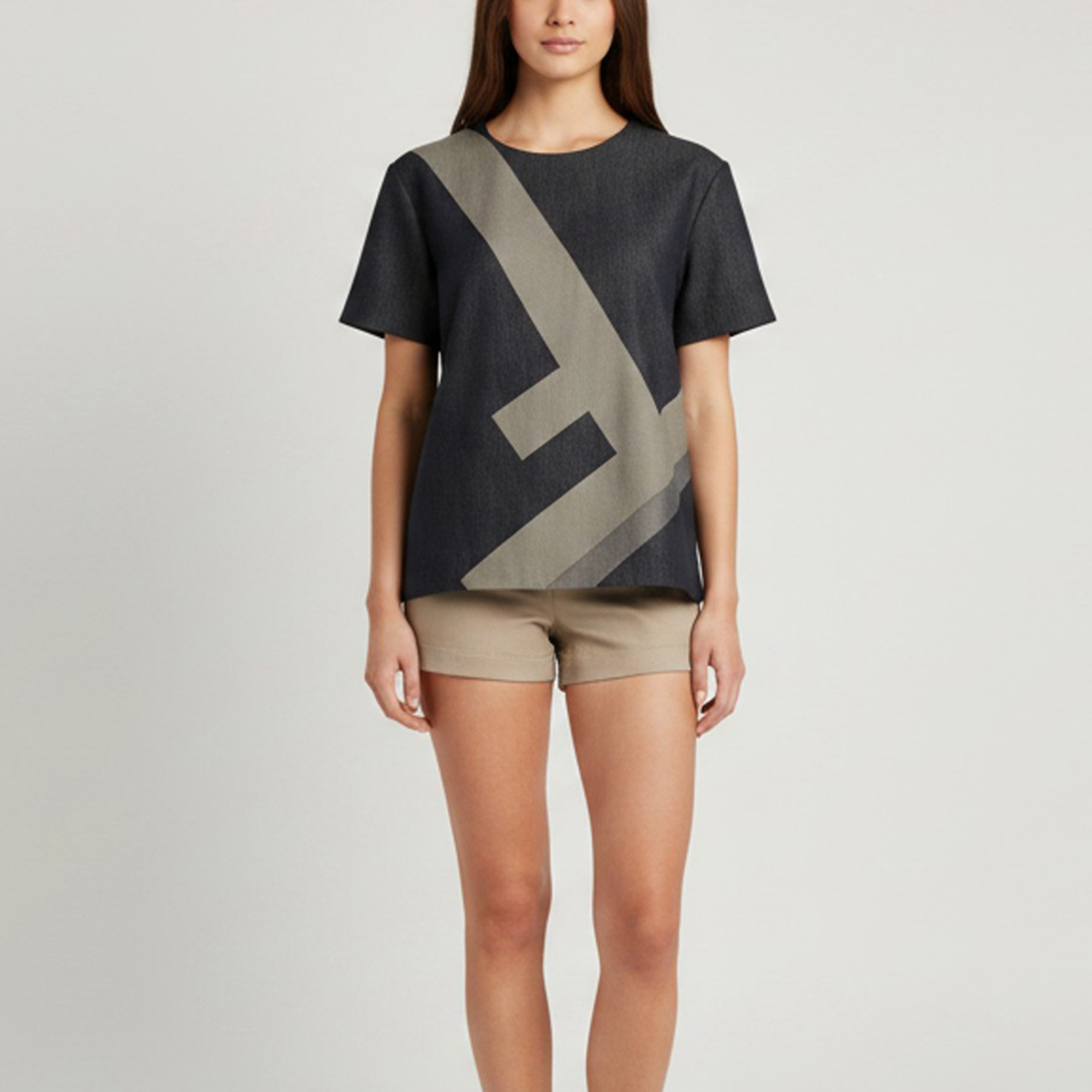 Fendi Multicolor Denim Logo Top S