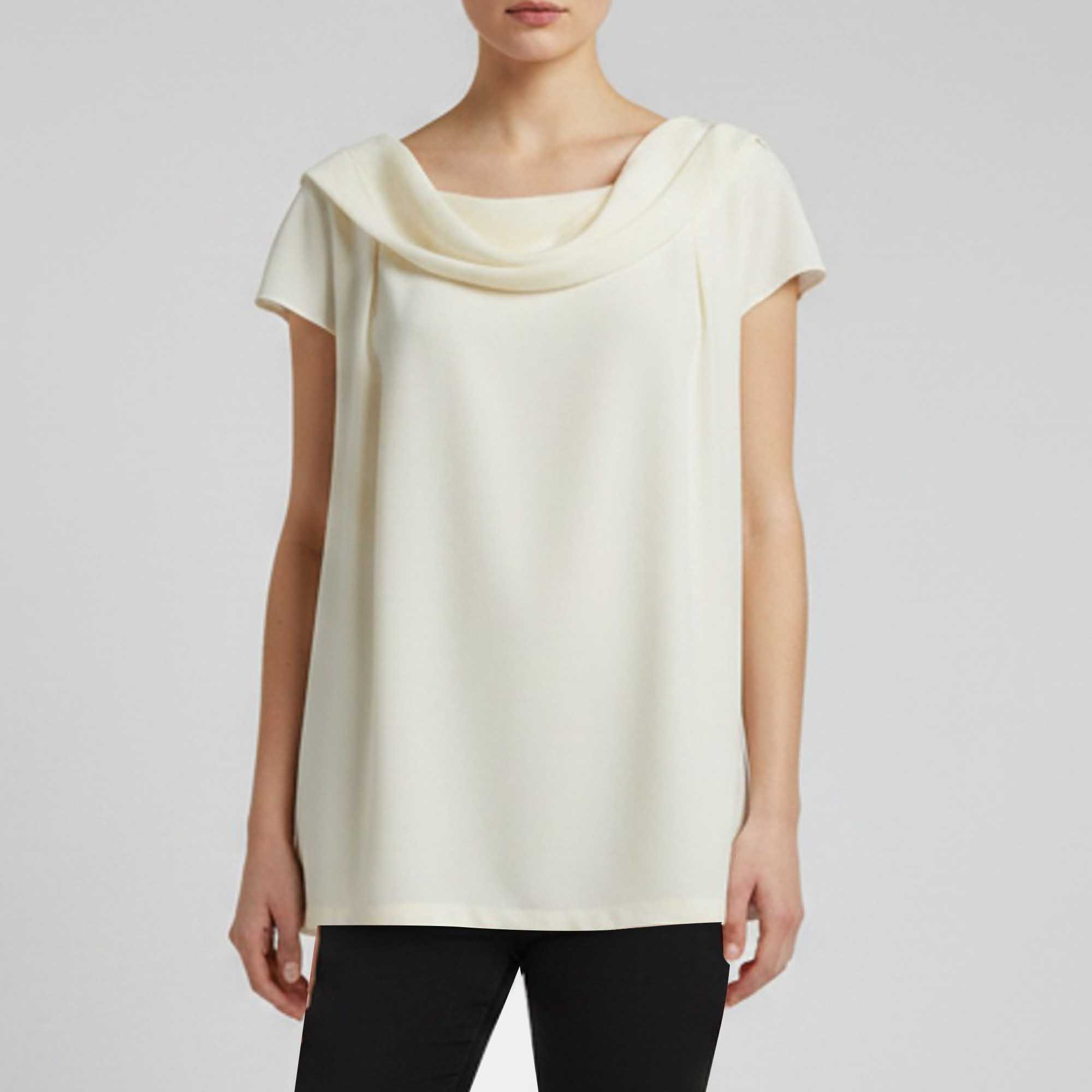 Escada Cream Silk Cowl Neck Top XL