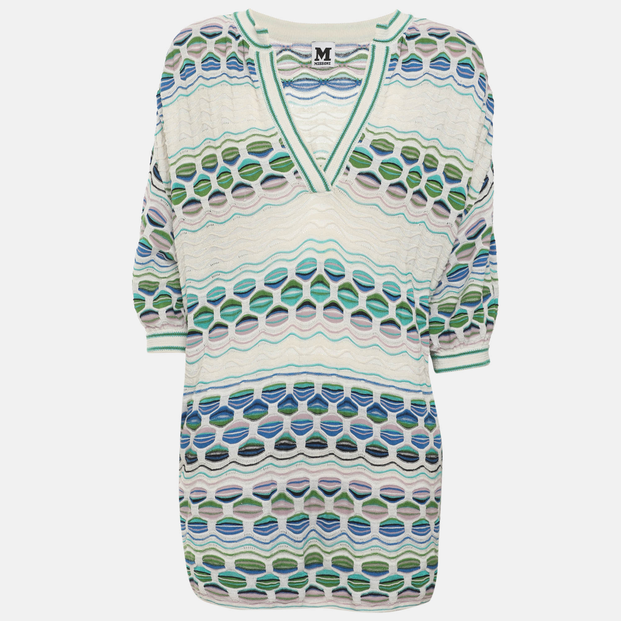 M Missoni Multicolor Printed Patterned Knit Tunic Top M