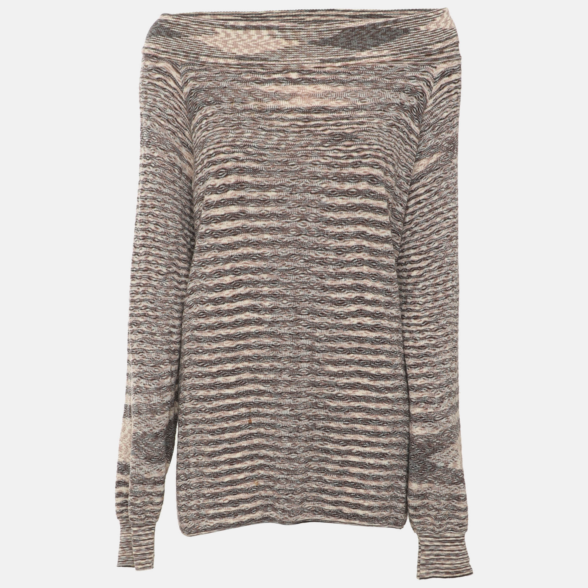 Missoni Beige Stripe Printed Wool Sweater L