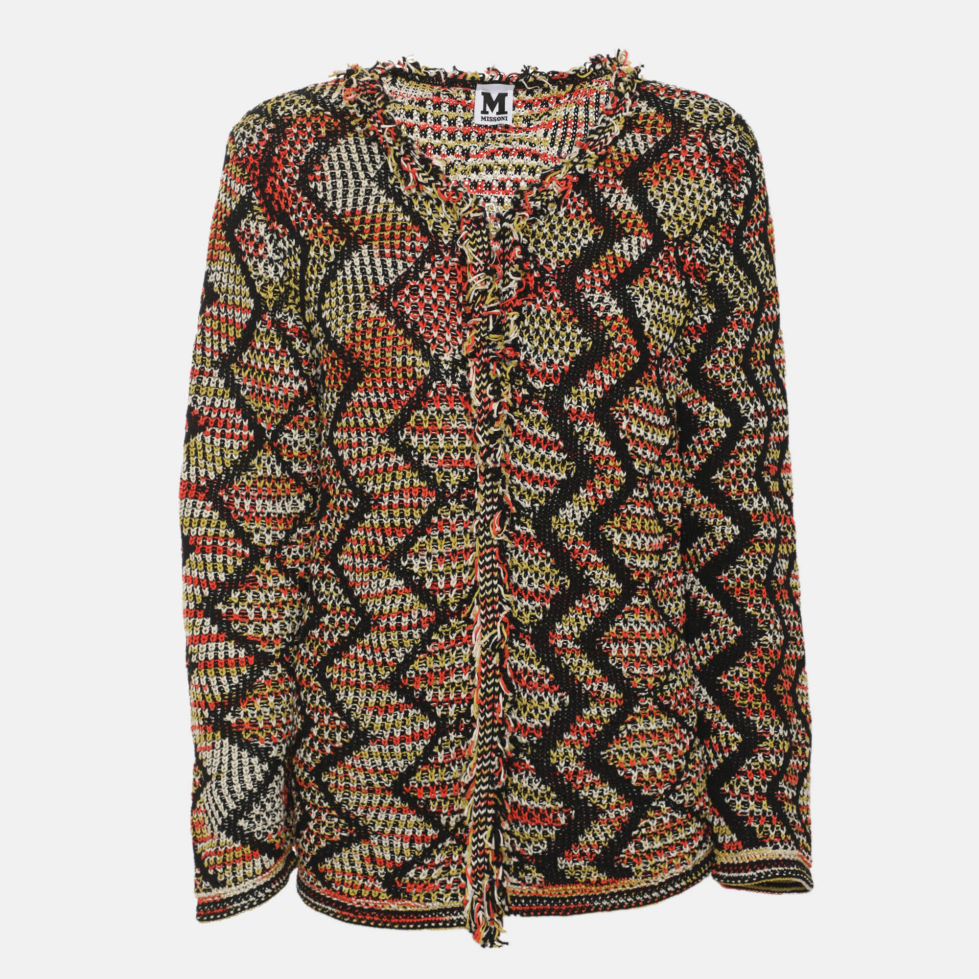 M Missoni Multicolor Patterned Crochet Cardigan L