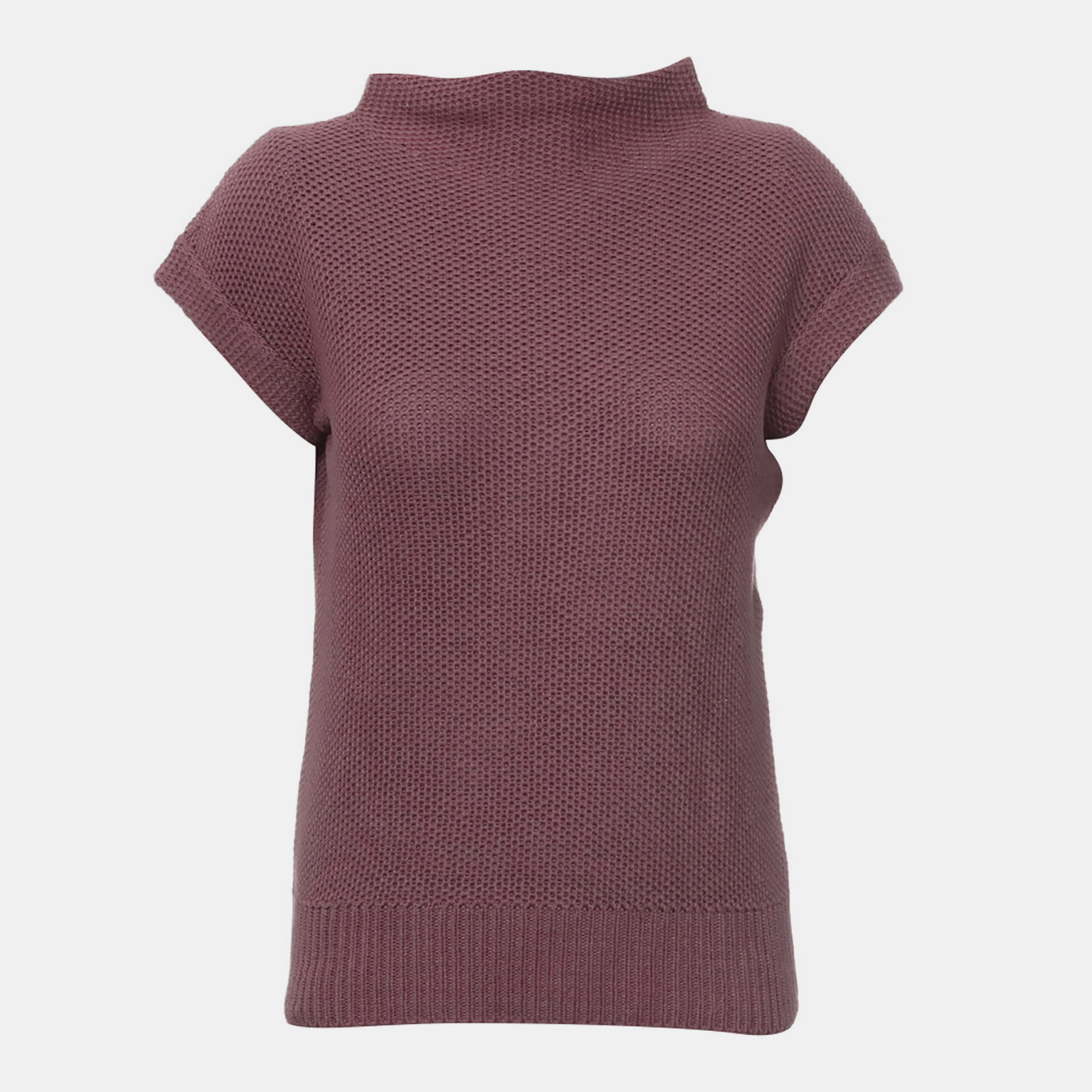 Hermes Turtleneck Knit Burgundy Polyester Top