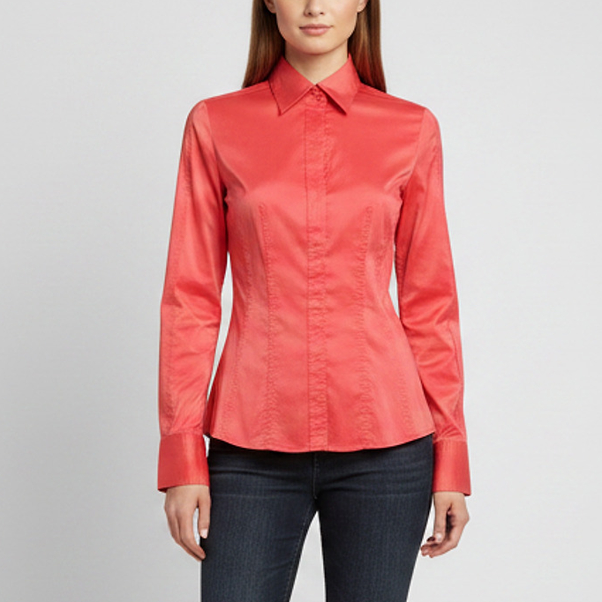 Boss By Hugo Boss Red Stretch Cotton Fitted Bashina Shirt S