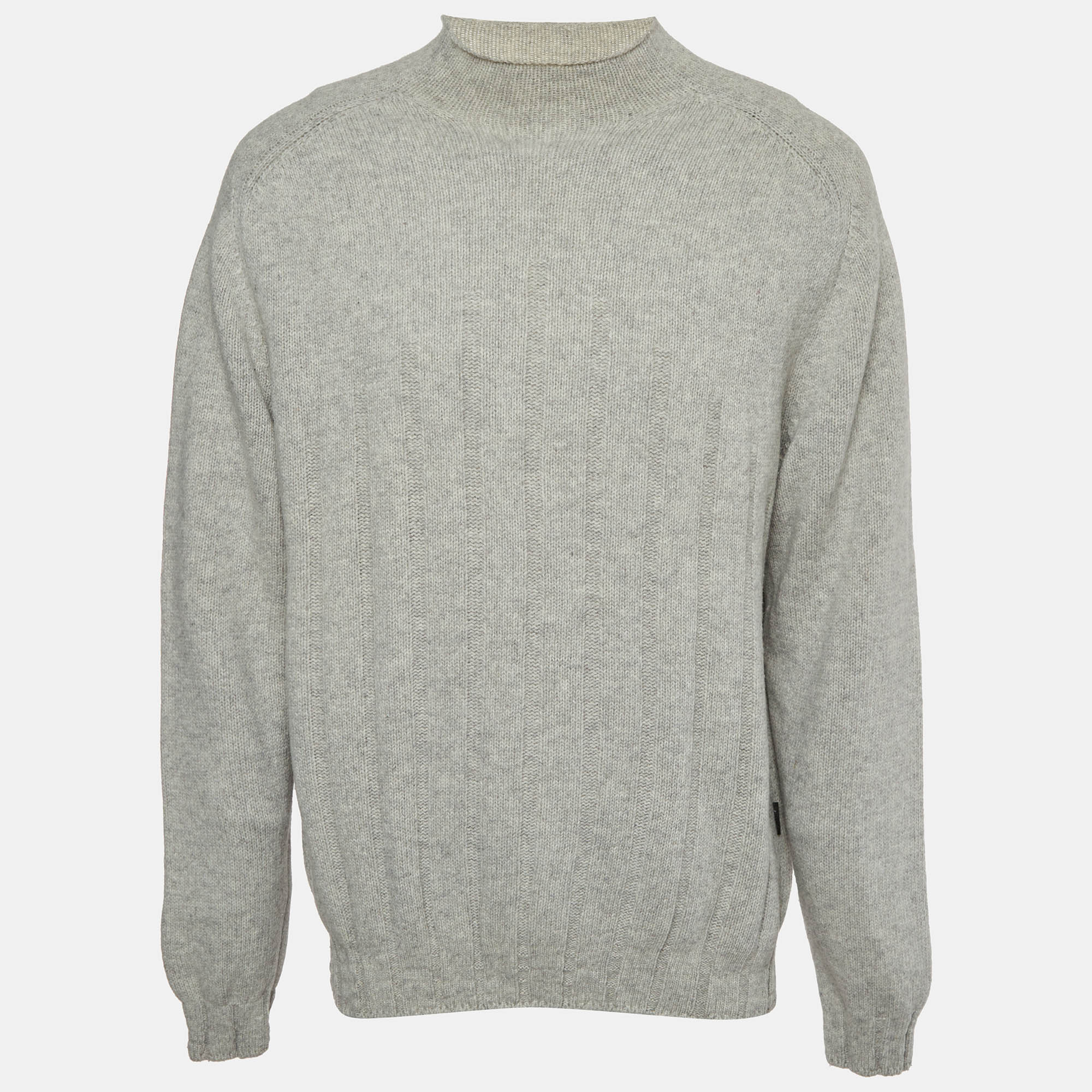 Boss by Hugo Boss Grey Wool Blend Rib Knit Sweater XL