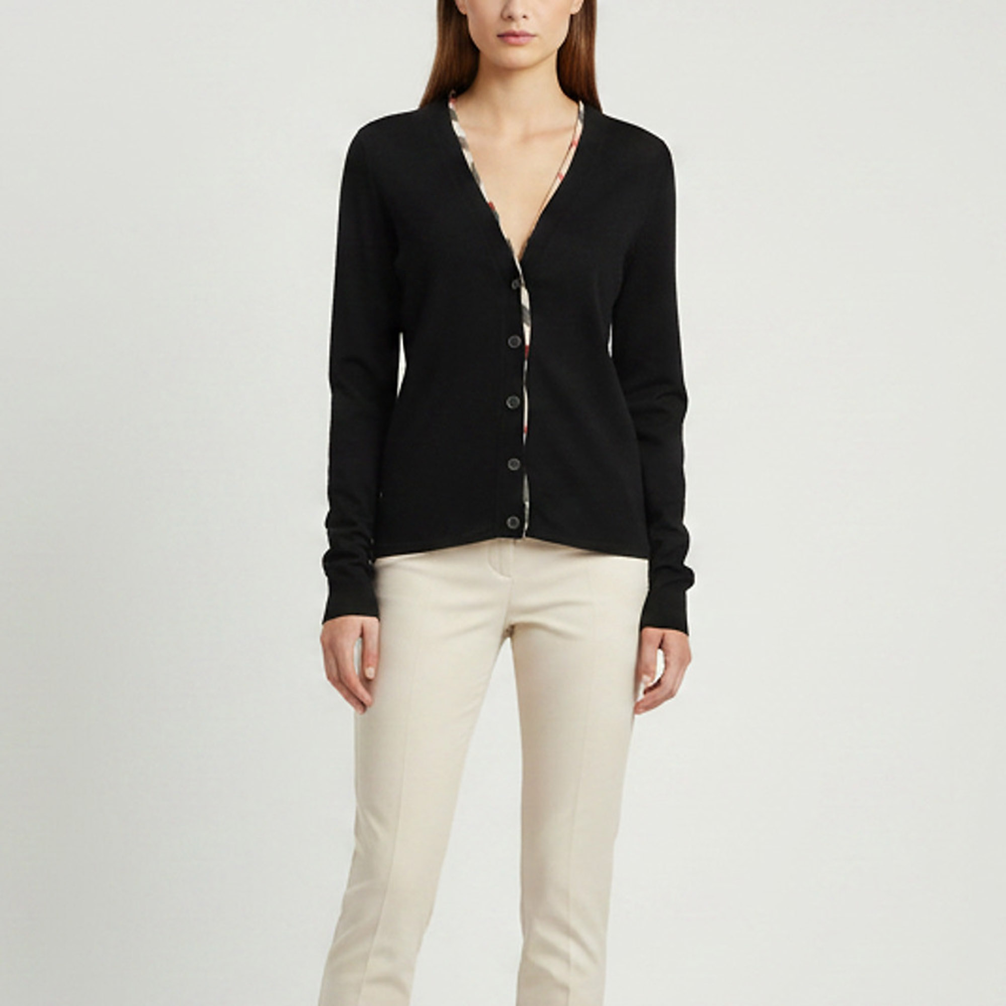 Burberry Black Nova Check Merino Wool Long Sleeve Shirt M