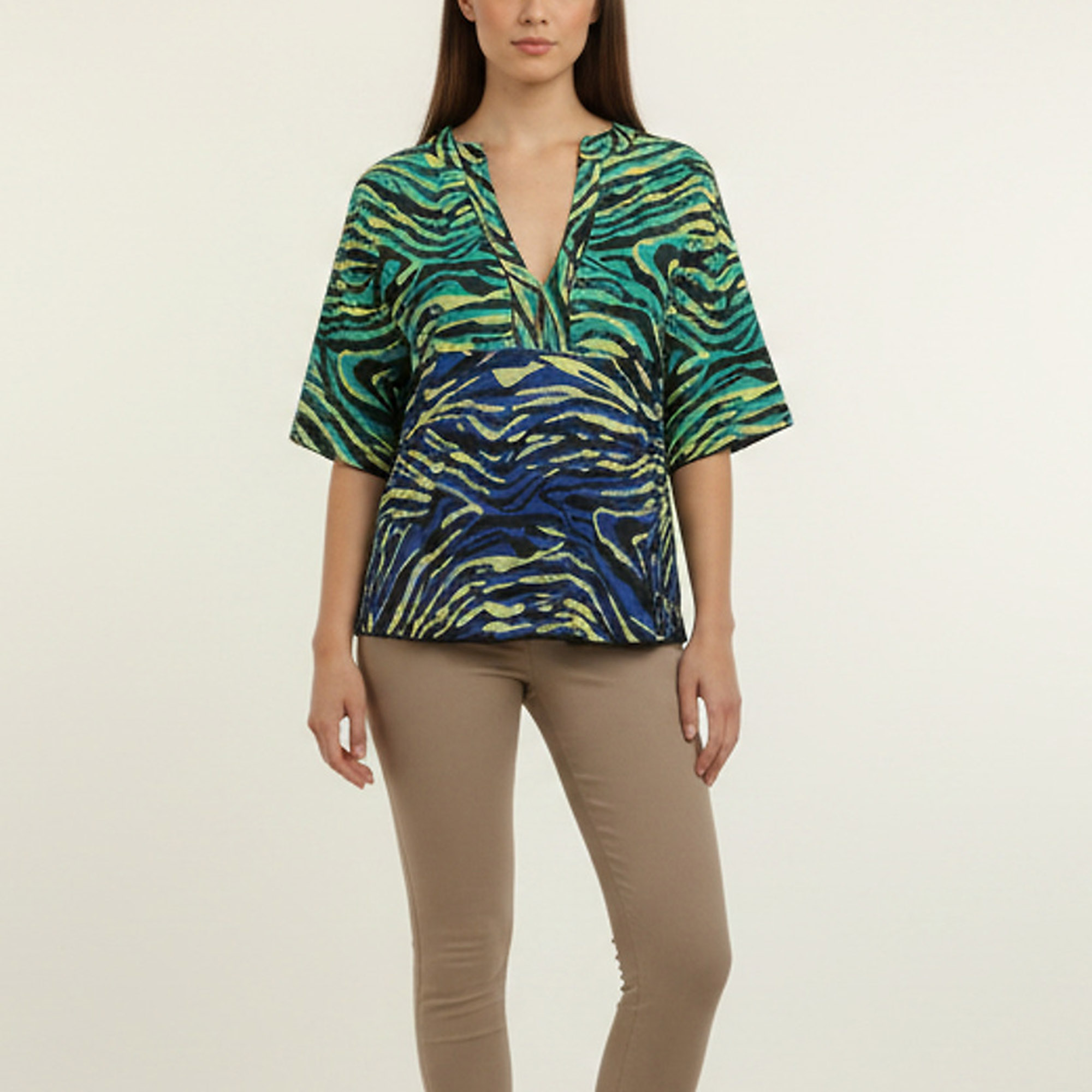 M Missoni Multicolor Animal Print Jersey V Neck Tops M