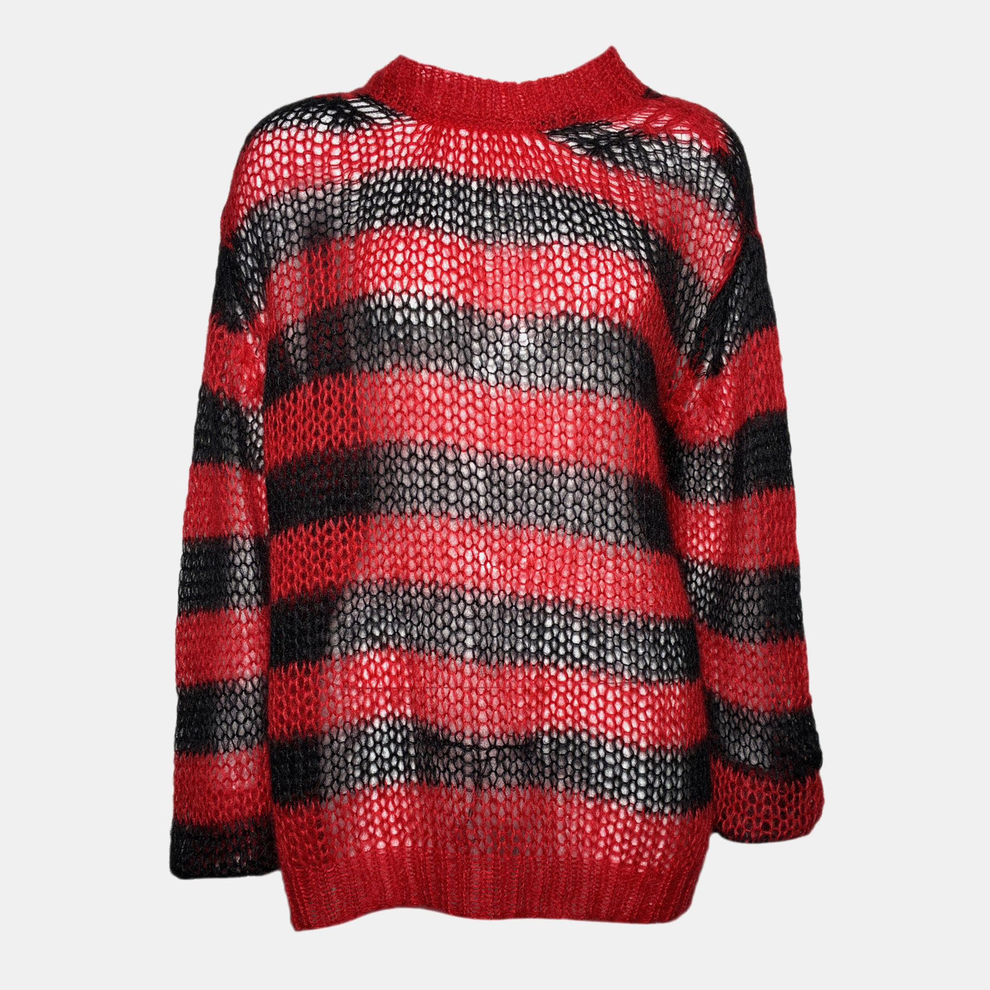 Dior Mohair Red and Black Striped Sweater M