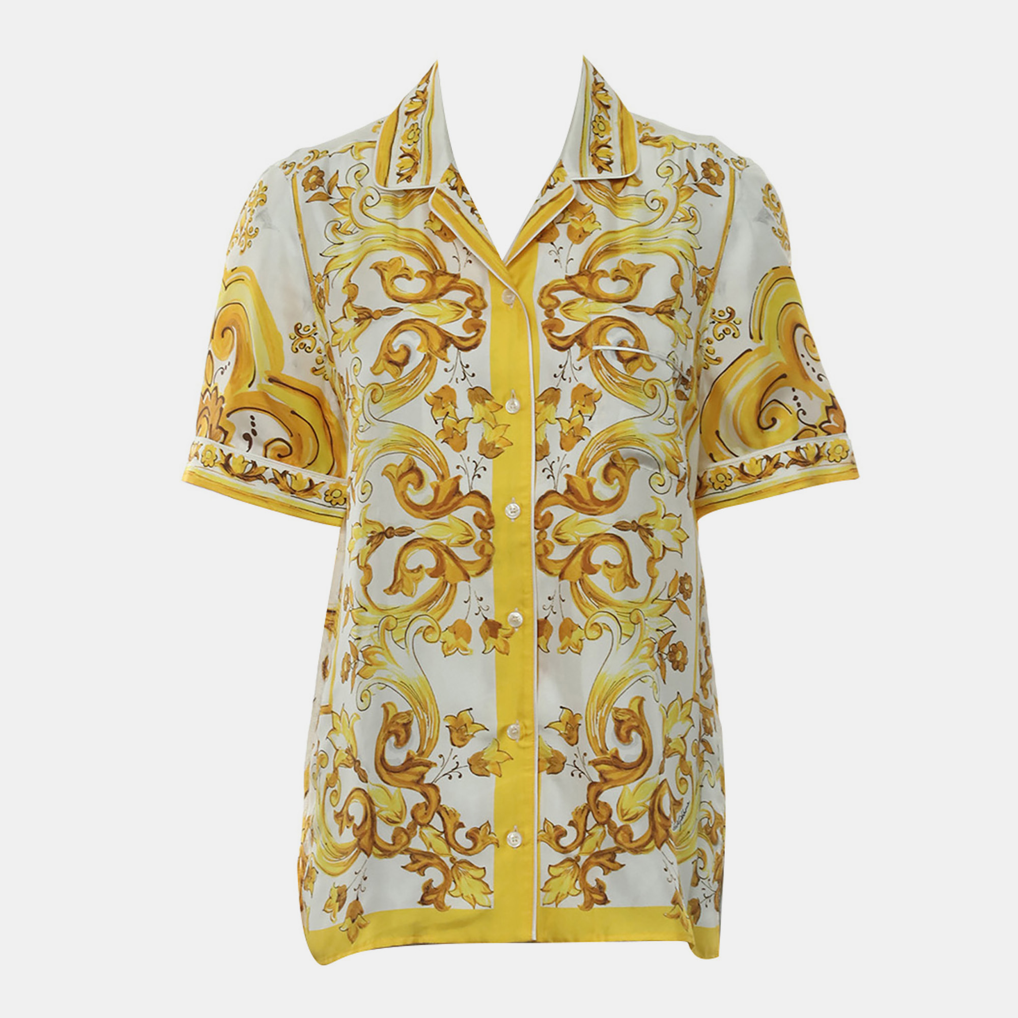 Dolce & Gabbana Majolica Silk Twill Shirt IT 38