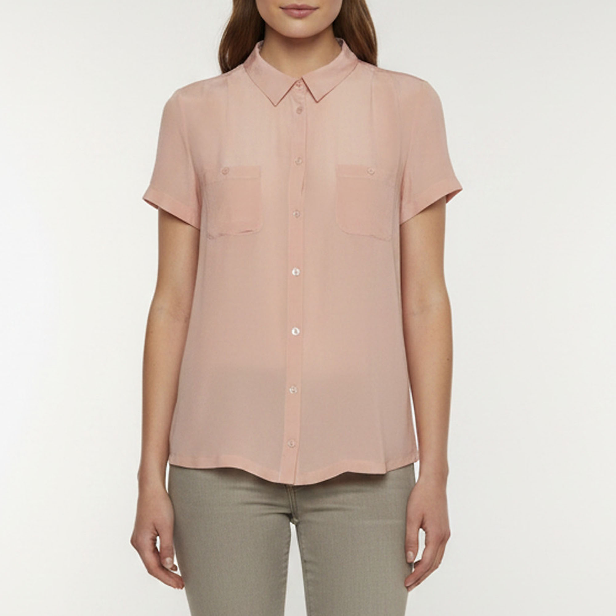 Weekend Max Mara Pink Crepe and Jersey Button Up Top L