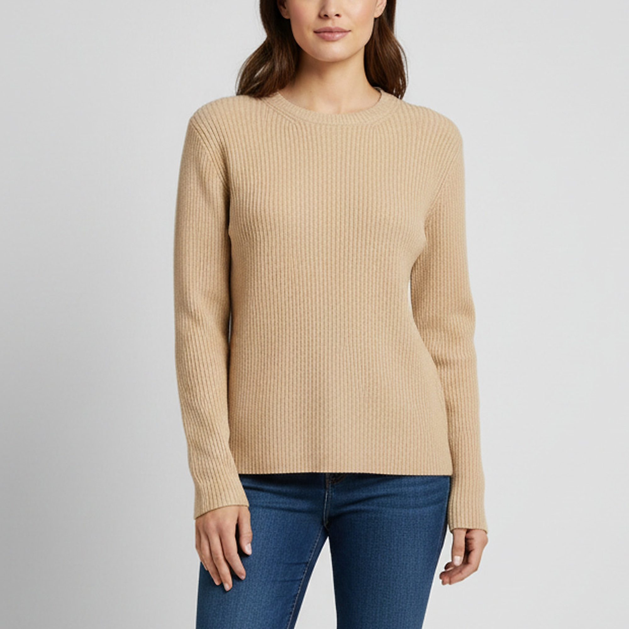 RED Valentino Beige Rib Knit Crewneck Sweater M