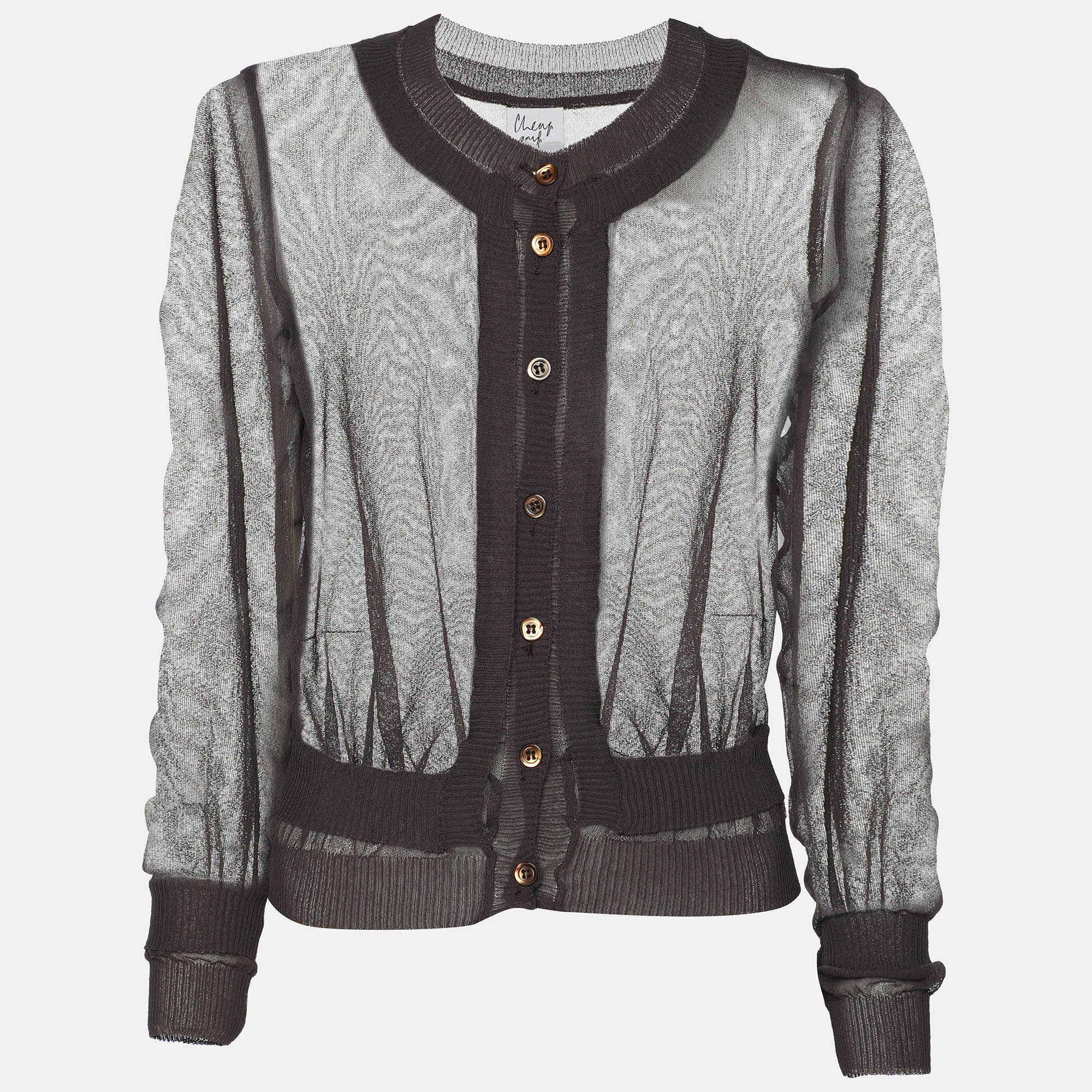 Moschino Cheap and Chic Grey Mesh Front Button Top M