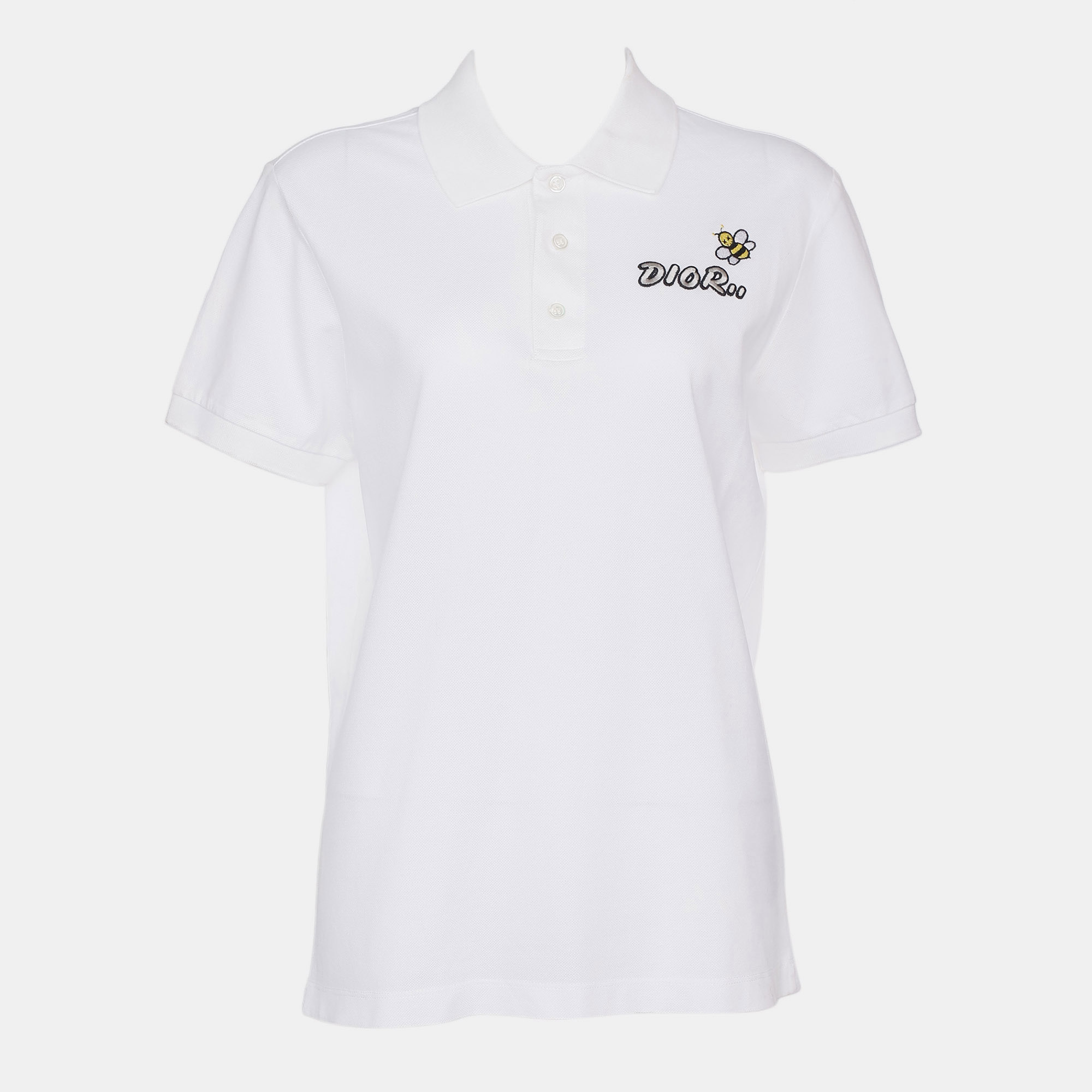 Dior x Kaws Polo White Cotton Shirt Size S