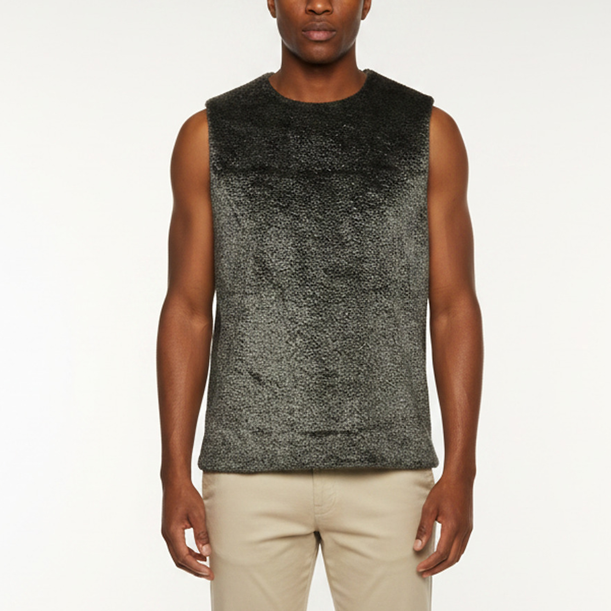 Emporio Armani Charcoal Grey Knit and Faux Shearling Plushed Vest L