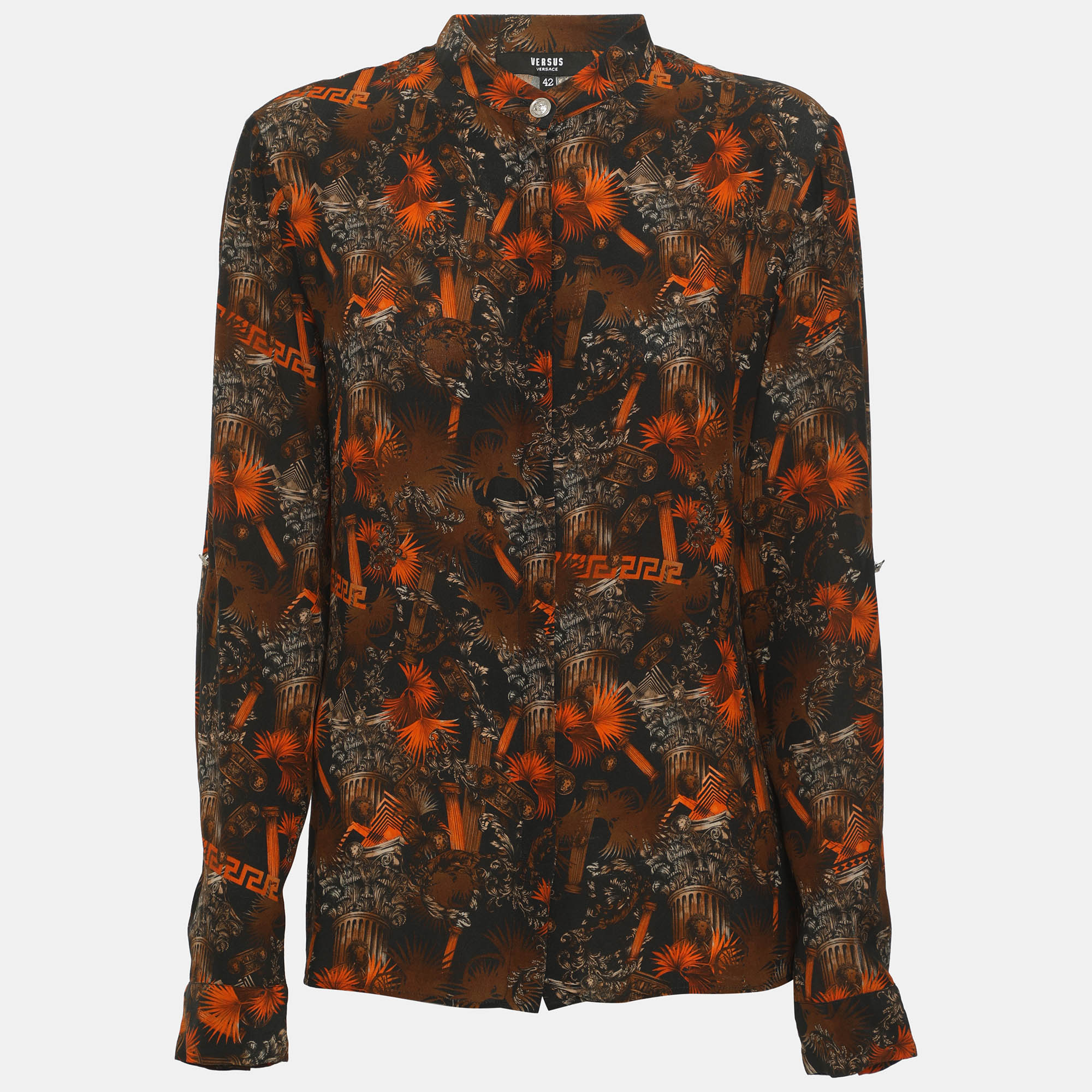 Versus Versace Multicolor Printed Crepe Long Sleeve Shirt M