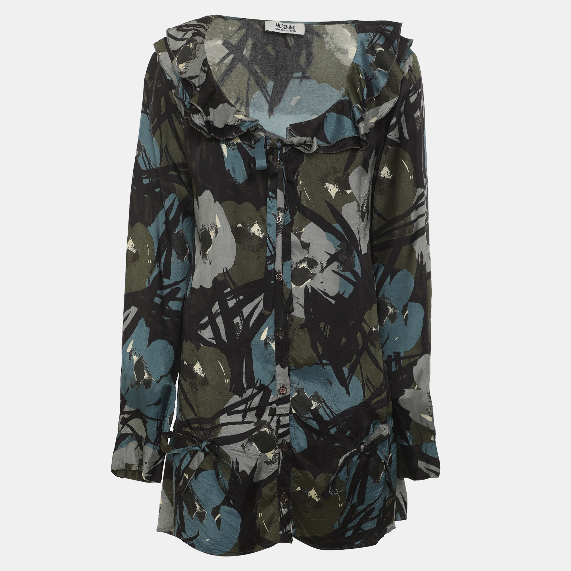Moschino Cheap and Chic Multicolor Satin Drawstring Tops M