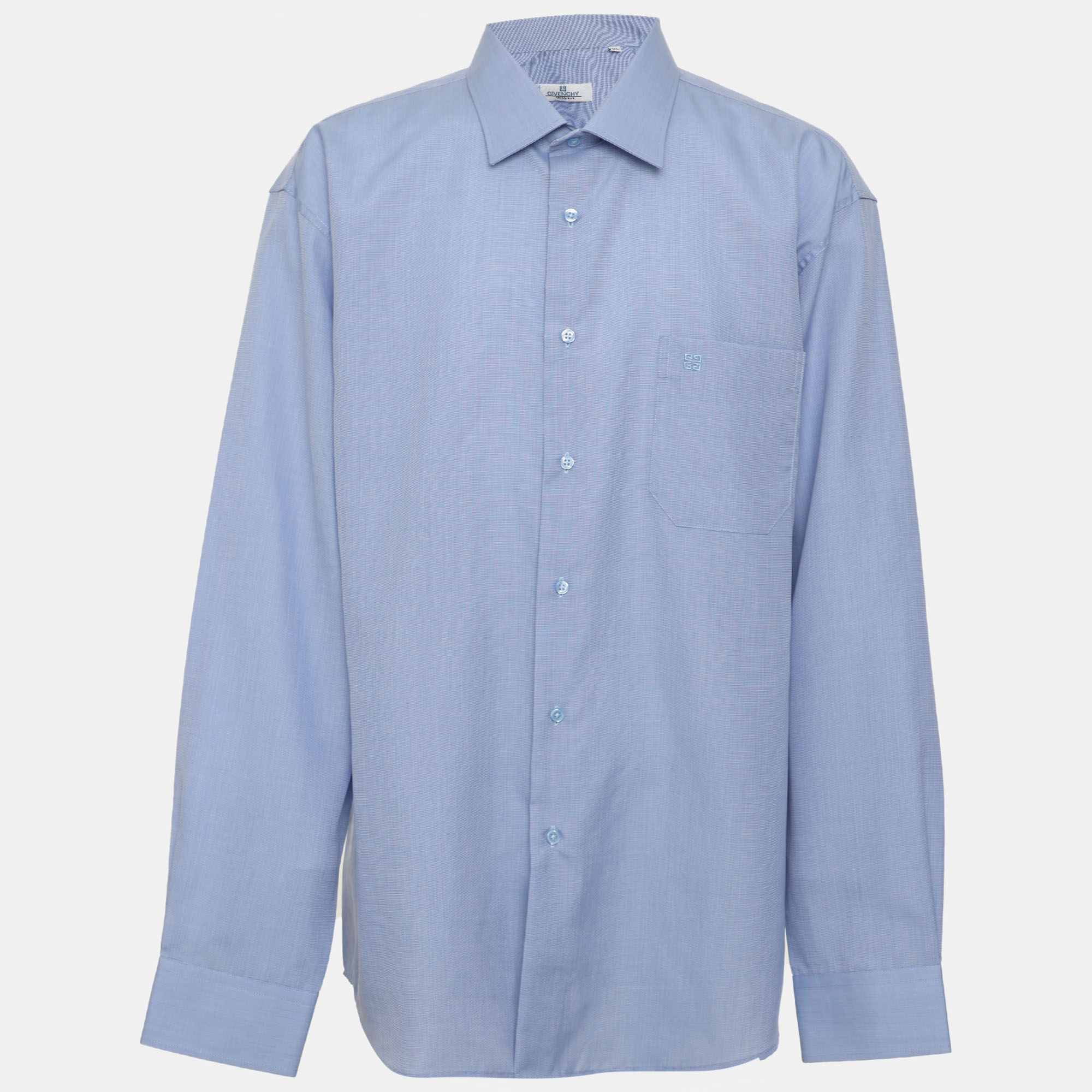Givenchy Monsieur Blue Cotton Long Sleeve Shirt XXXL
