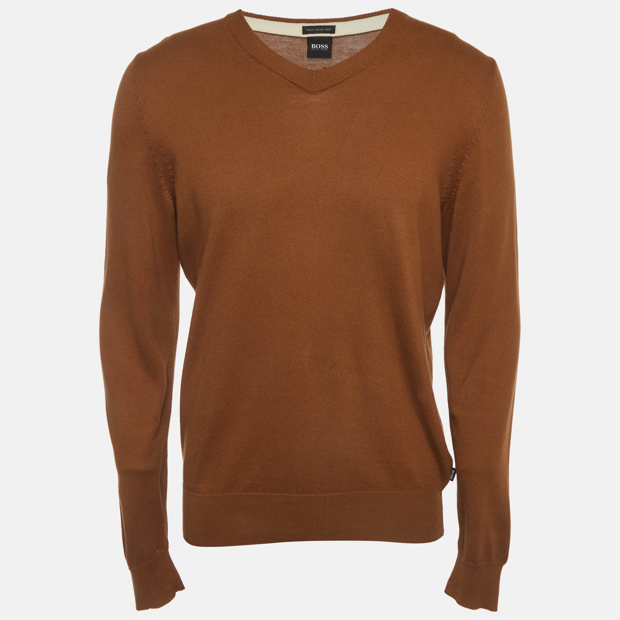 Boss By Hugo Boss Brown Knit V-Neck Pacello Sweater M