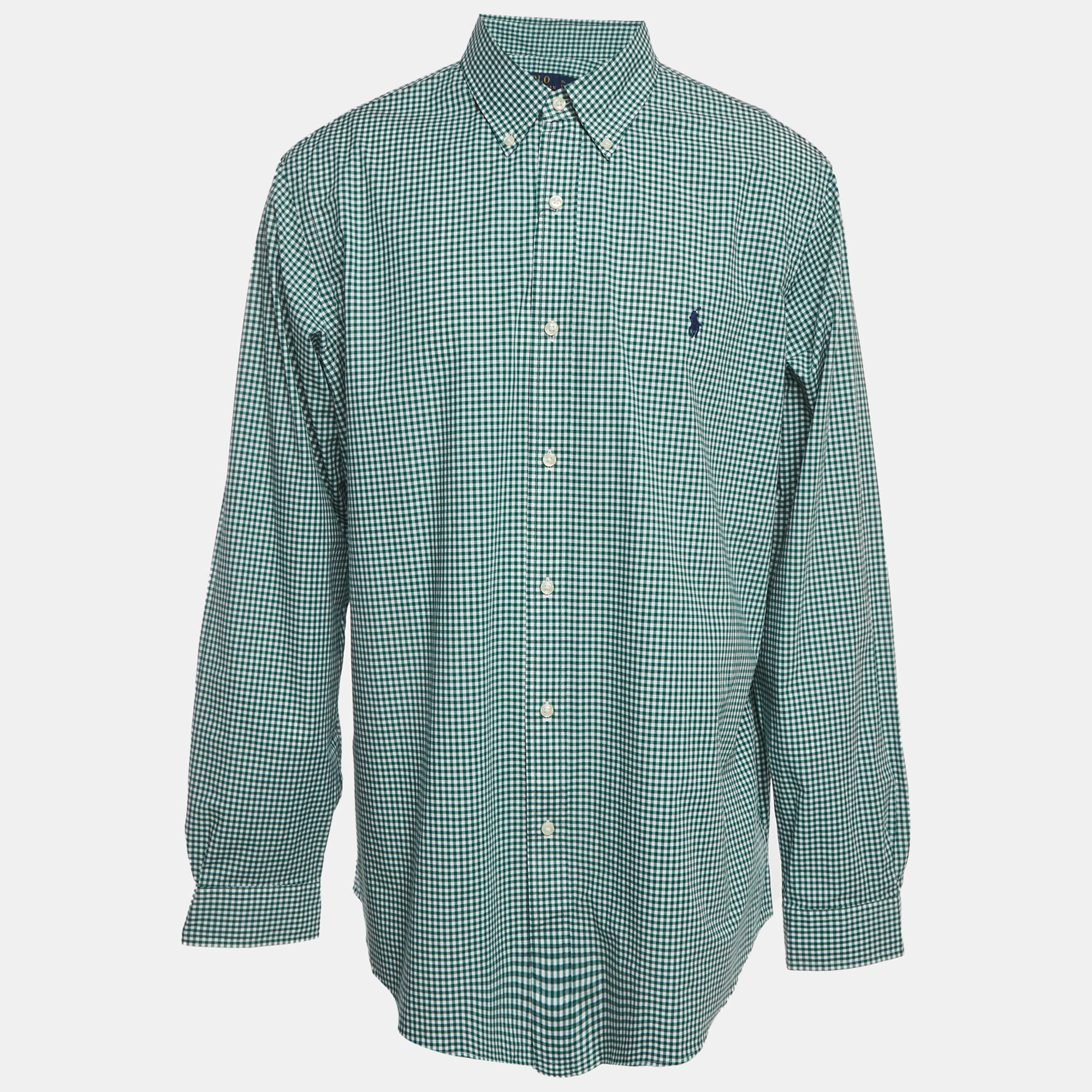 Polo Ralph Lauren Green Check Print Stretch Cotton Shirt XXL