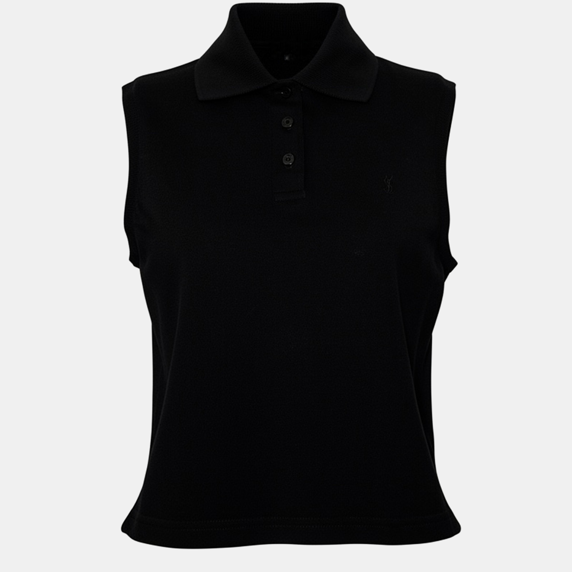 Saint Laurent Paris Sleeveless Pique Polo Crop Top XS