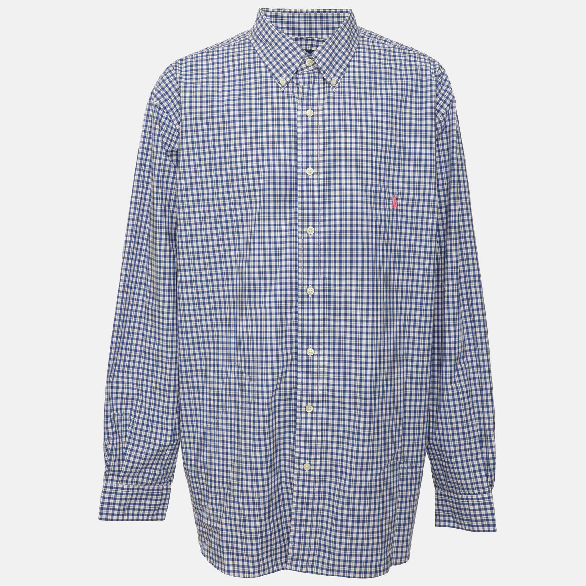 Ralph Lauren Blue Checkered Cotton Long Sleeve Shirt Size 2XB