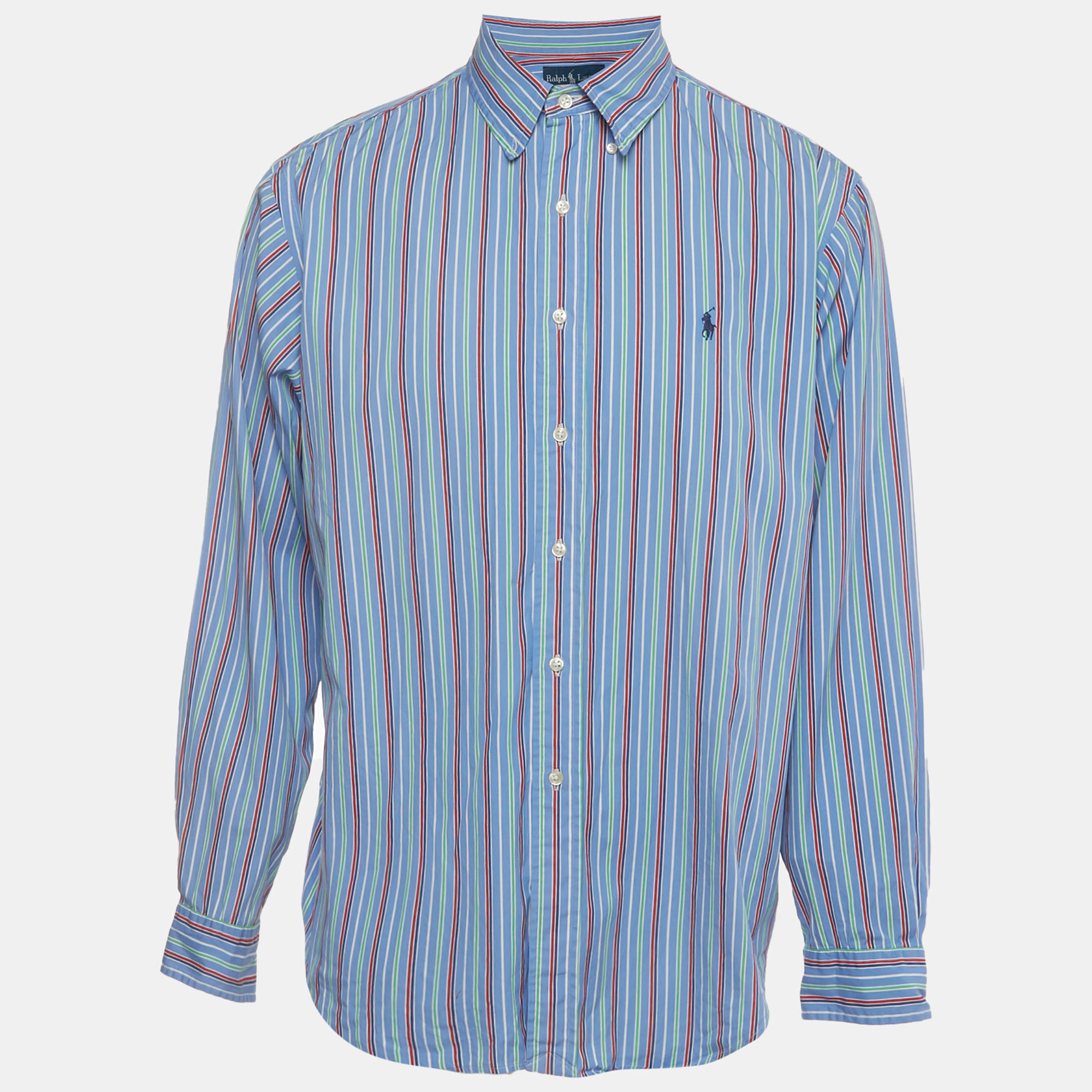 Ralph Lauren Blue Stripe Cotton Button Down Shirt XL