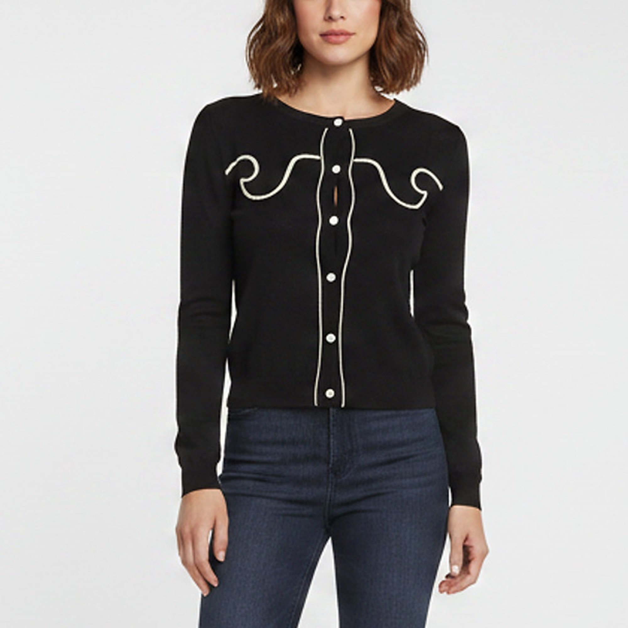 Moschino Cheap and Chic Black Intarsia Knit Long Sleeve Cardigan S
