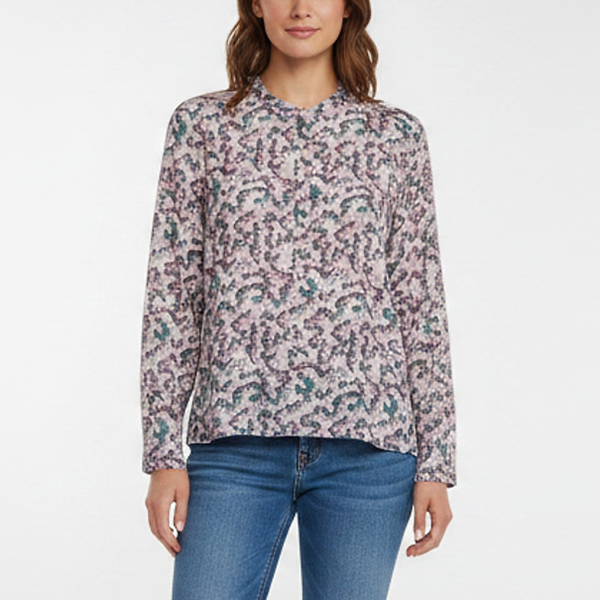 Isabel Marant Etoile Purple Abstract Print Cotton Voile Maria Top XS