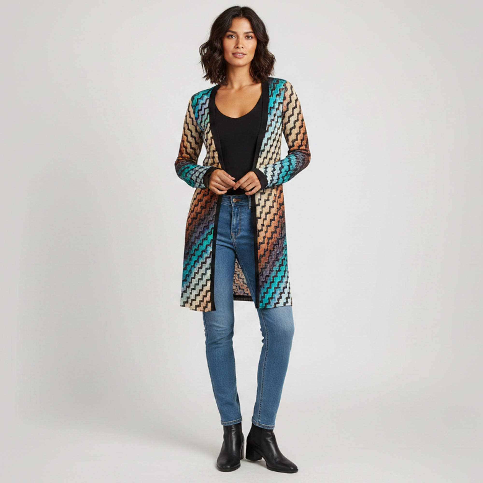 Missoni Multicolor ZigZag Knit Long Sleeve Cardigan XS