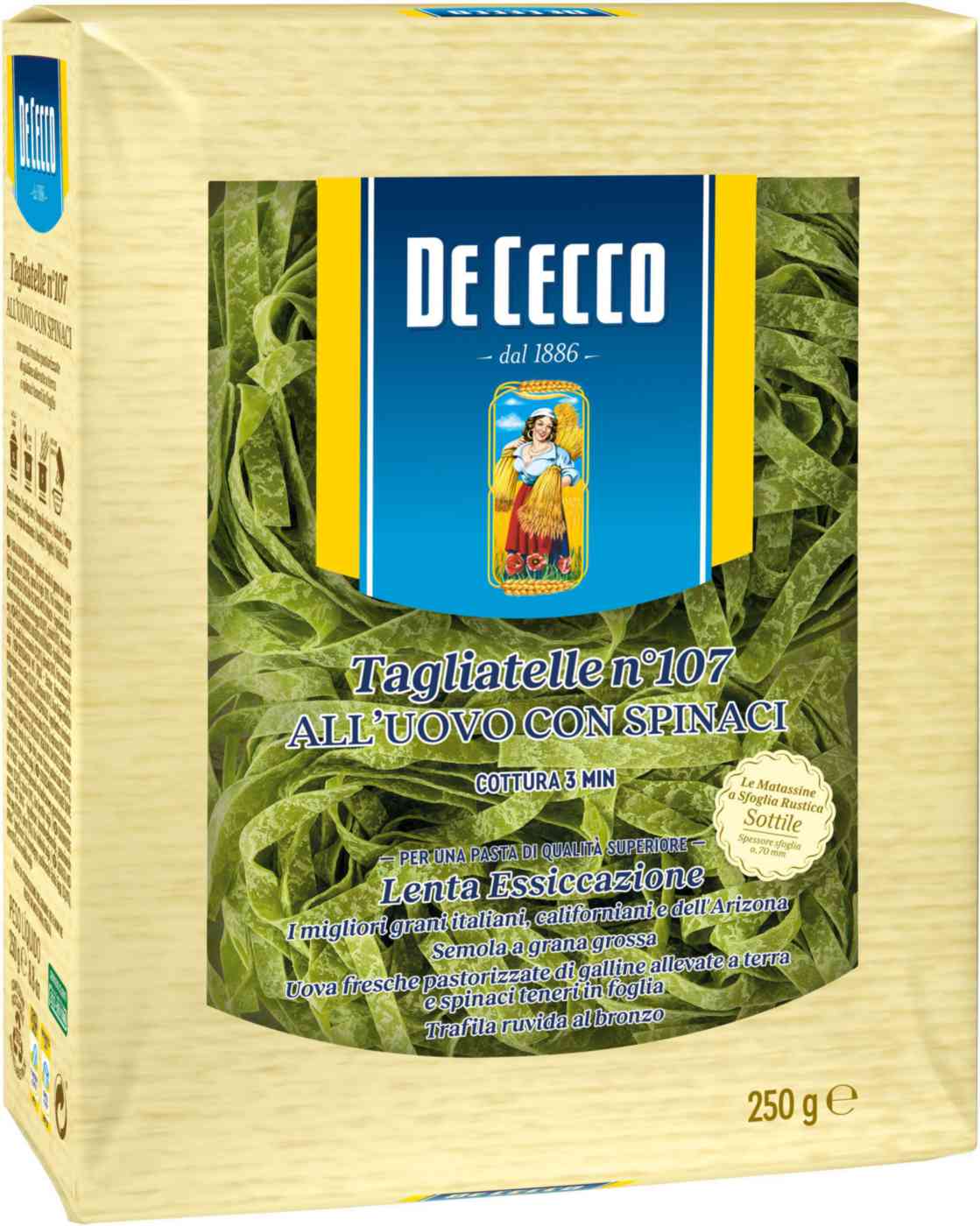 Макаронные изделия De Cecco Tagliatelle n.107 со шпинатом