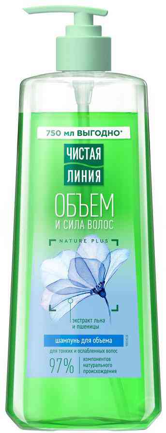 Шампунь для тонких и ослабленных волос  Чистая Линия Nature Plus объем и сила
