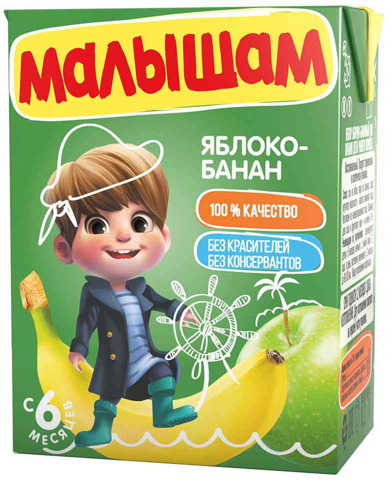 Нектар Малышам яблоко-банан с 6 месяцев