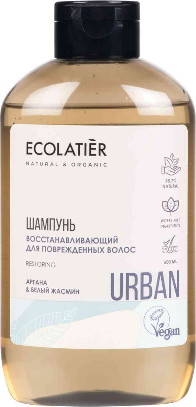 Шампунь для поврежденных волос Ecolatier Urban восстанавливающий аргана-белый жасмин