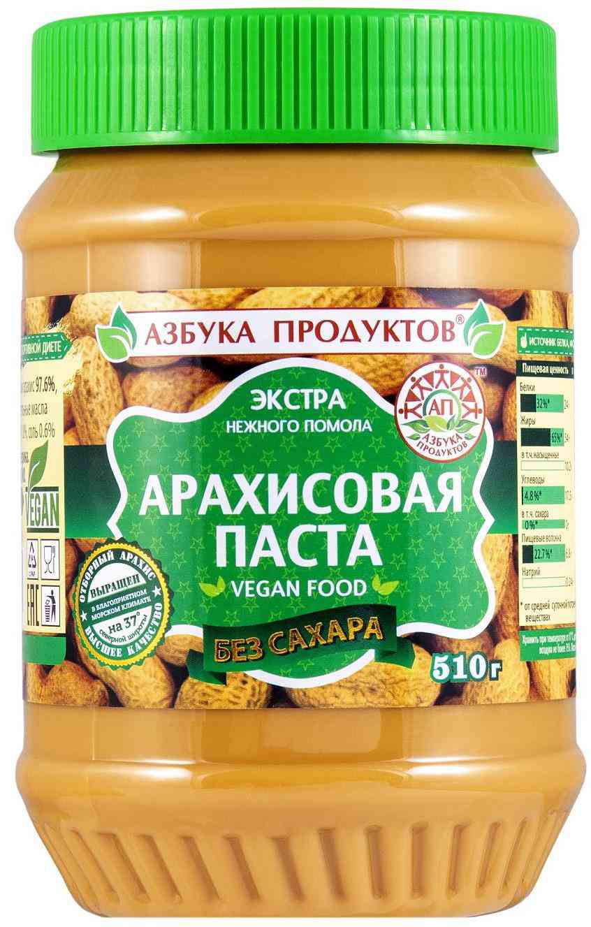 Паста арахисовая Азбука продуктов Экстра нежного помола, без сахара