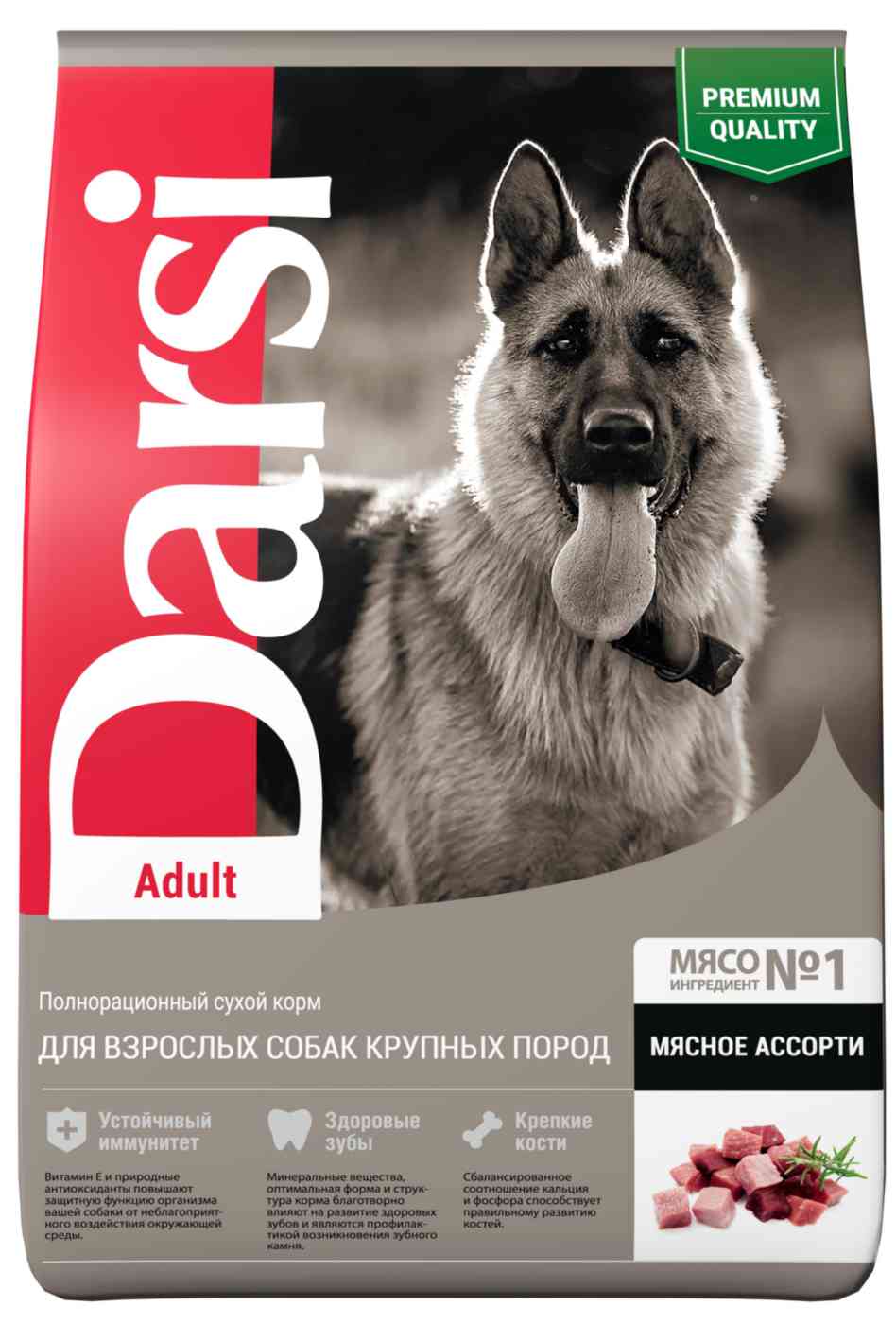 Сухой корм для собак крупных пород Darsi Adult мясное ассорти