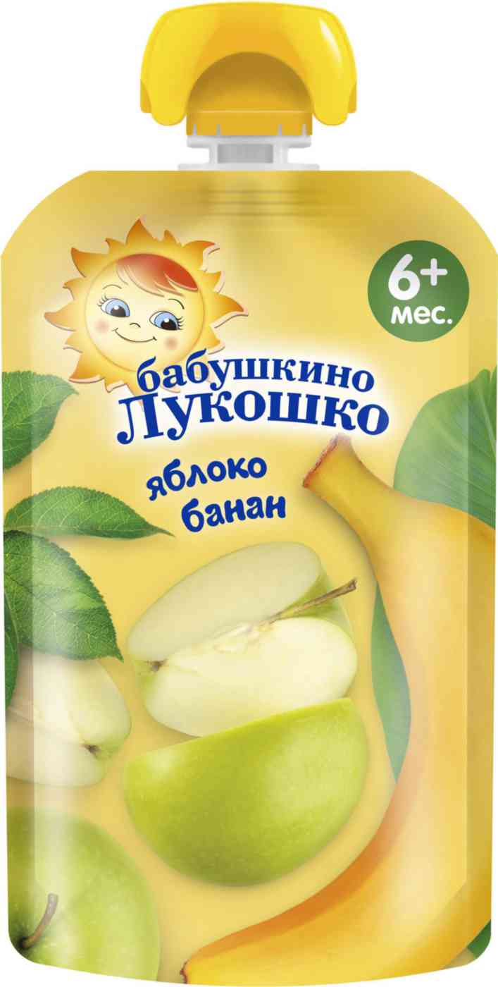 Пюре Бабушкино Лукошко Яблоко, банан, с 6 месяцев