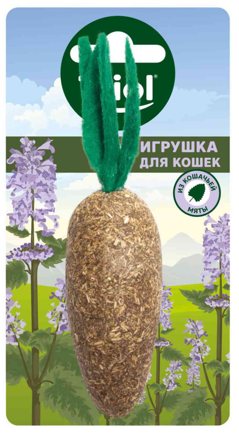 Игрушка для кошек из прессованной мяты Triol Морковка
