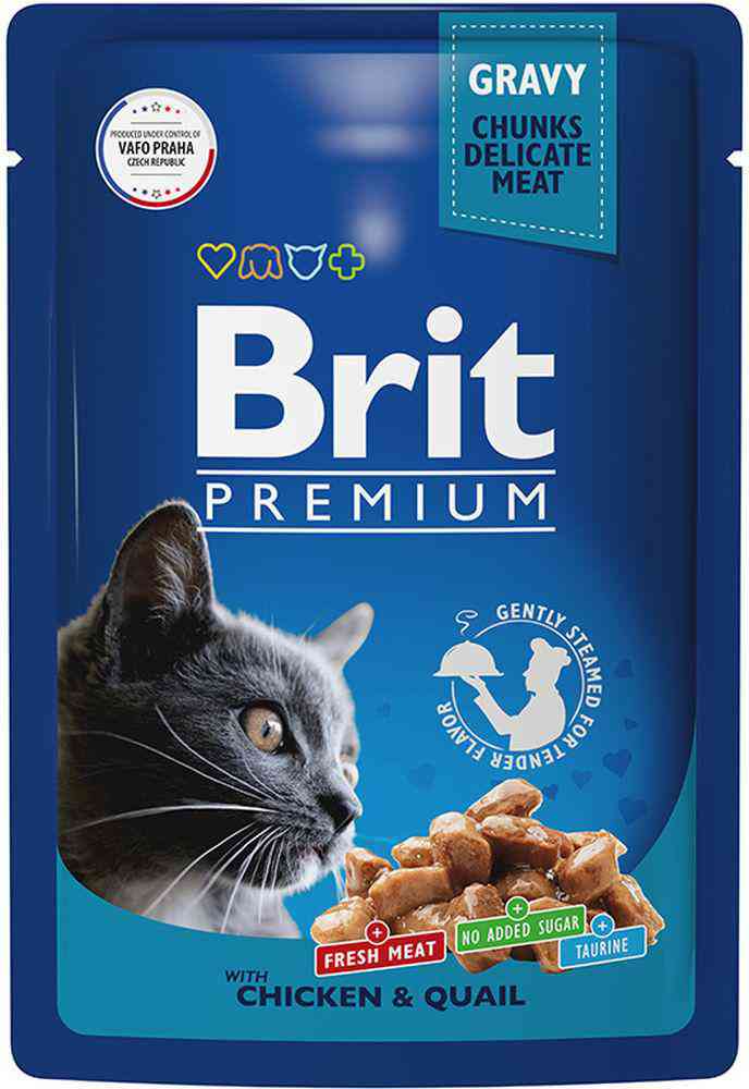 Влажный корм для стерилизованных кошек Brit Premium цыпленок-перепелка в соусе Брит