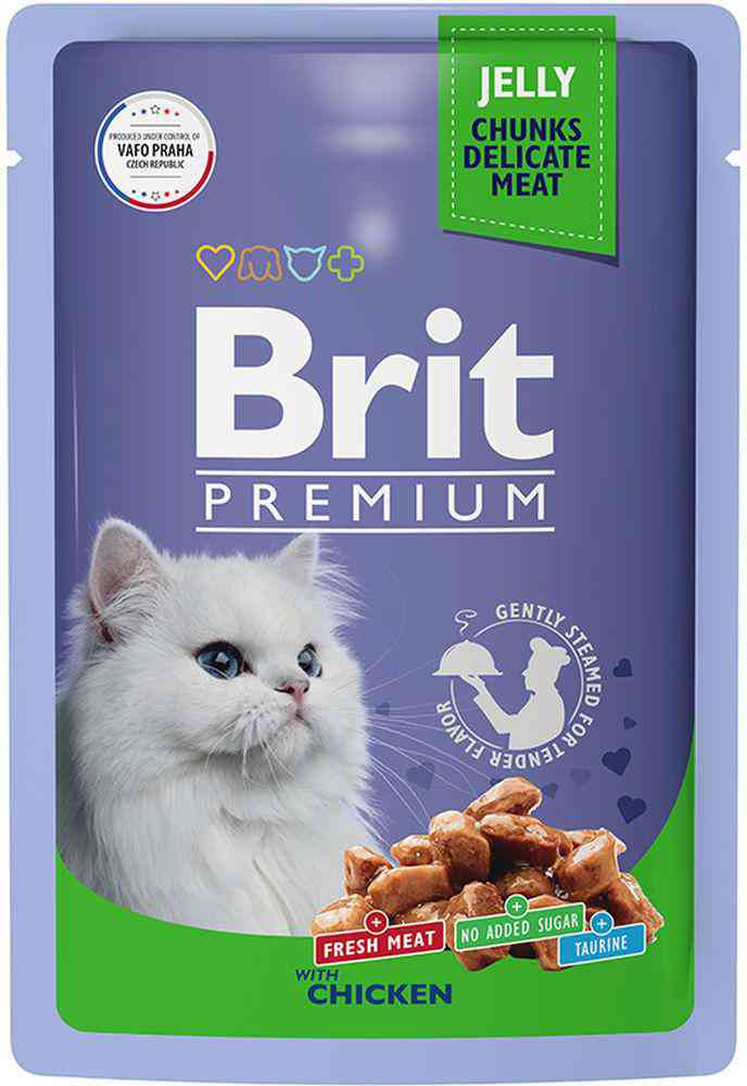 Влажный корм для кошек Brit Premium цыпленок в желе Брит