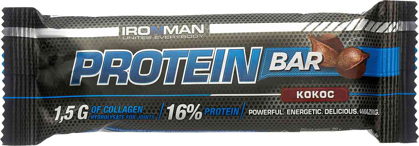 Батончик протеиновый Ironman Protein Bar кокос в тёмной глазури