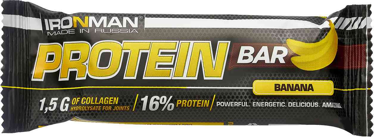 Батончик протеиновый Ironman Protein Bar банан в тёмной глазури
