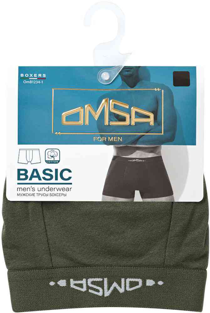 Трусы-боксеры мужские Omsa Basic 1234-1 цвет: military/коричневый хаки