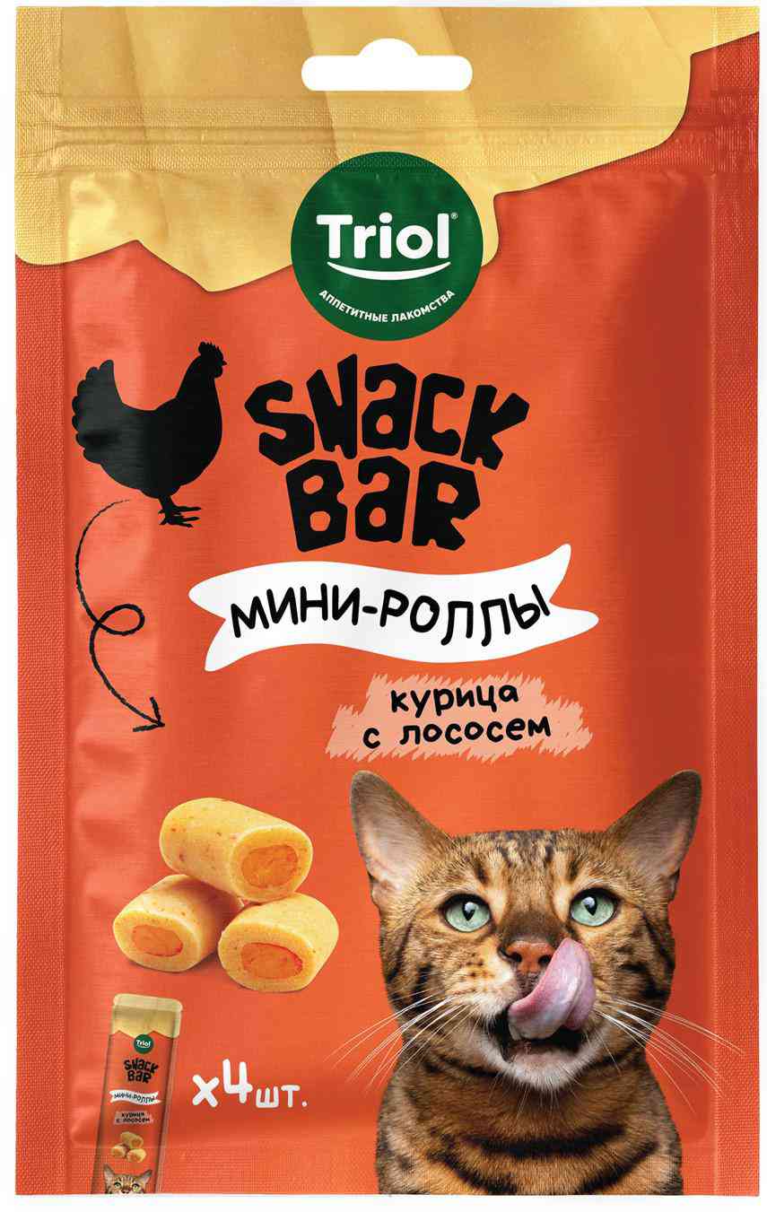 Лакомство для кошек Triol Snack Bar курица-лосось мини-роллы