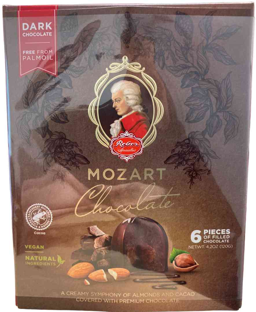 Набор конфет из горького шоколада Mozart Kugeln с начинкой из орехового пралине и марципана